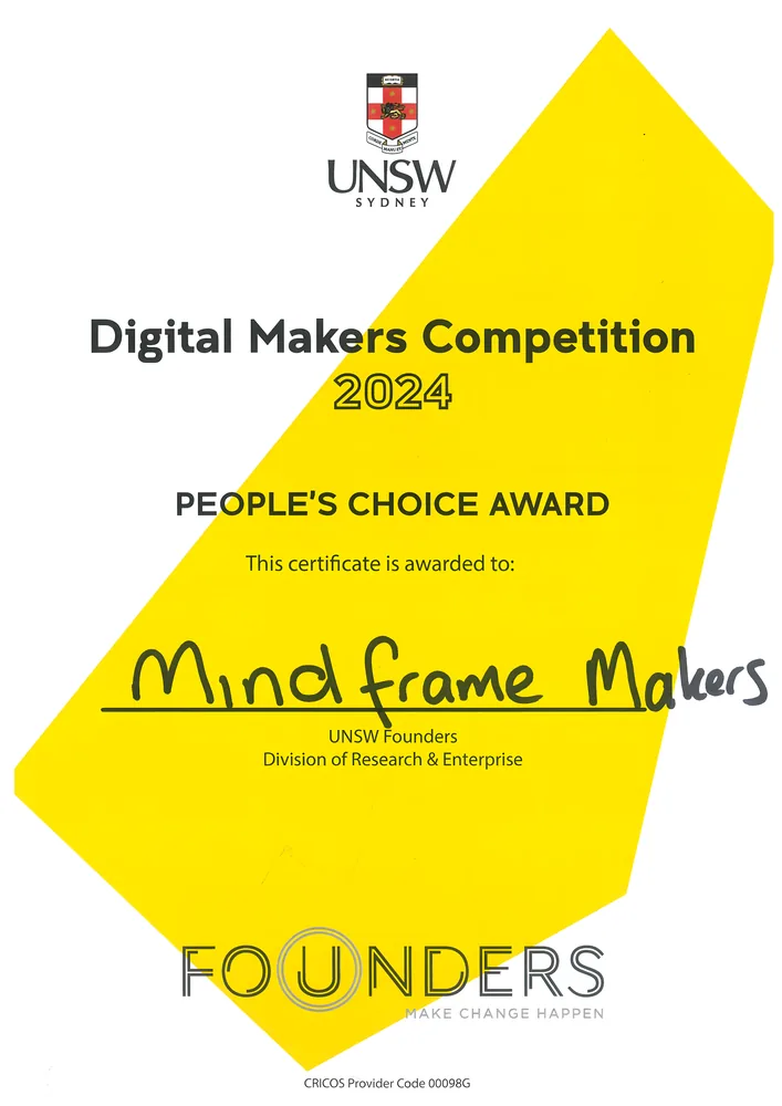 People’s Choice Award, UNSW Digital Makers Competition 2024